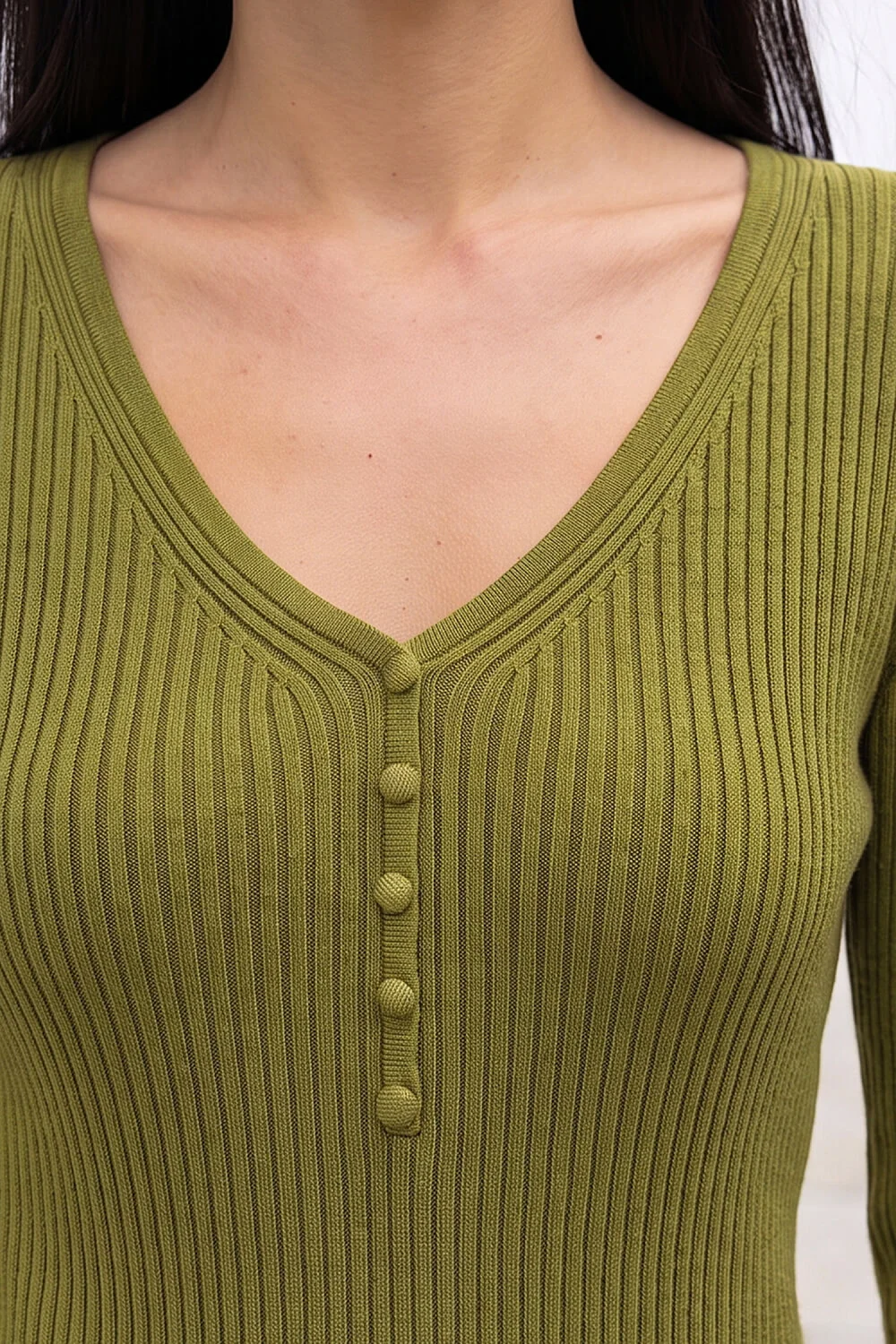 Roman Olive Button Rib Knit Jumper - 18 Image 4