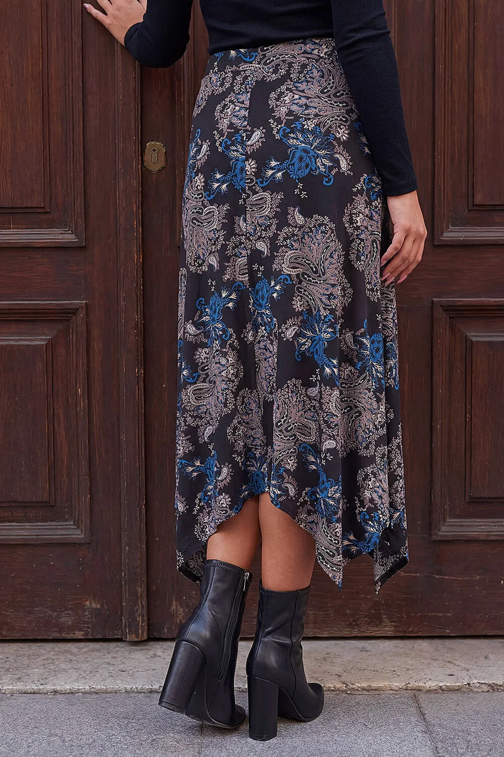 Roman Blue Hanky Hem Print Skirt - 18 Image 3
