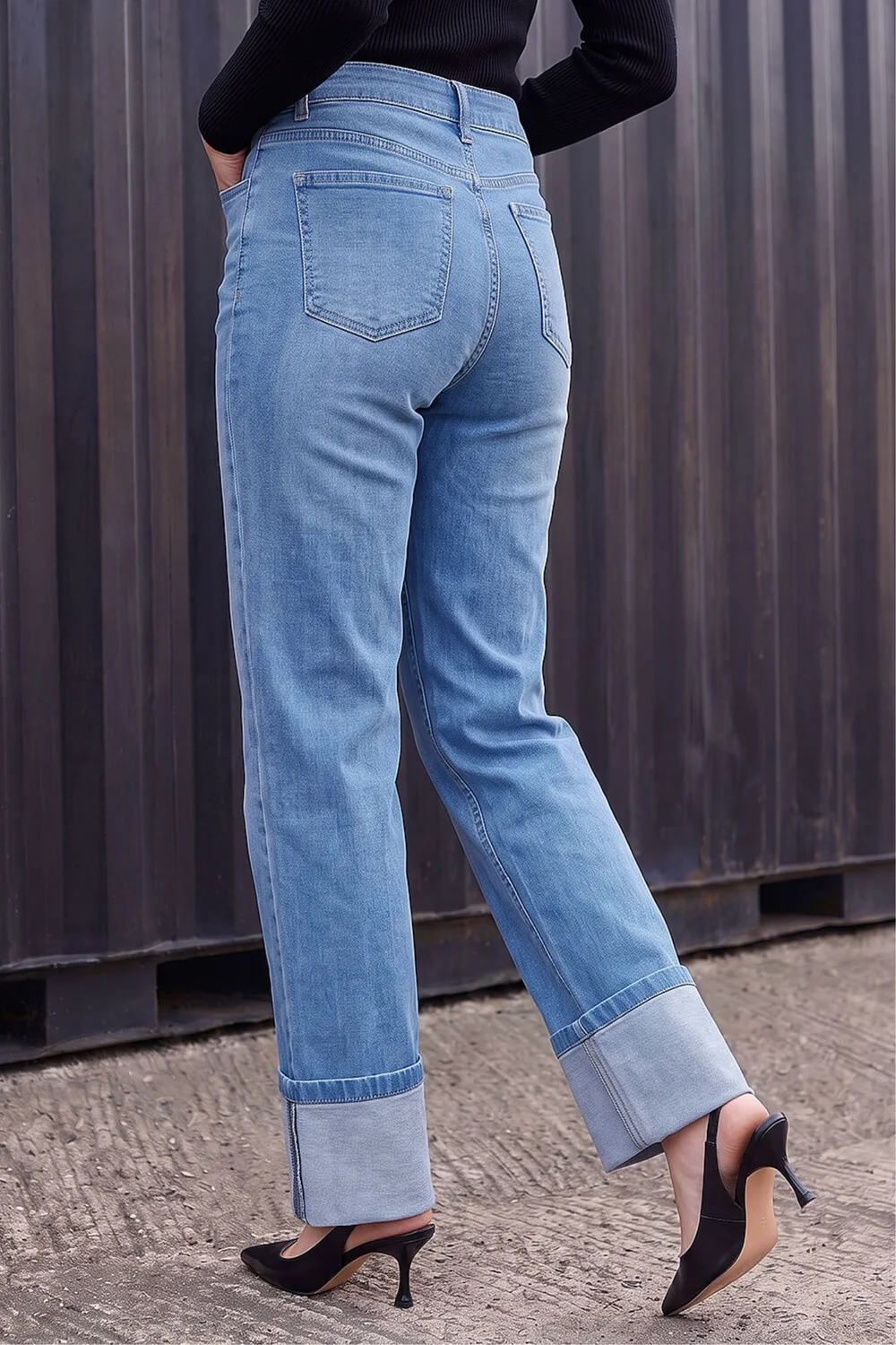 Dusk Denim Turn Up Wide Leg Jeans - 16 Image 3