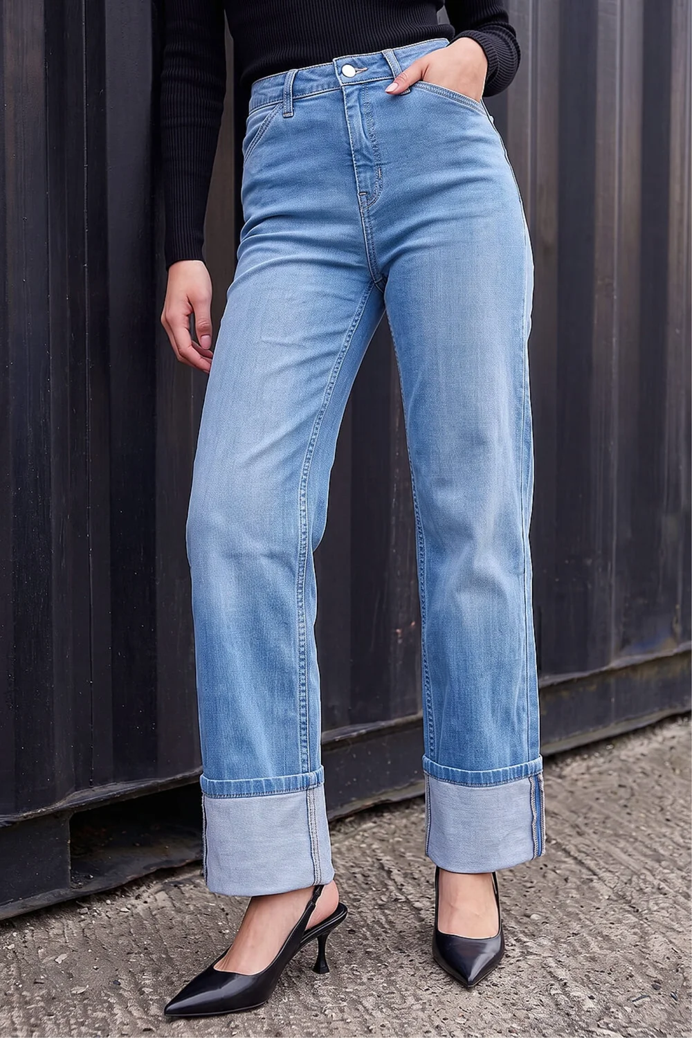 Dusk Denim Turn Up Wide Leg Jeans - 16 Image 1