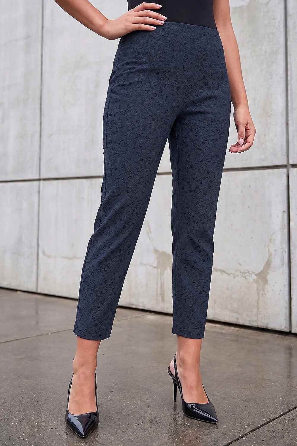 Roman Blue Jacquard Stretch Trouser - 14 Image 1