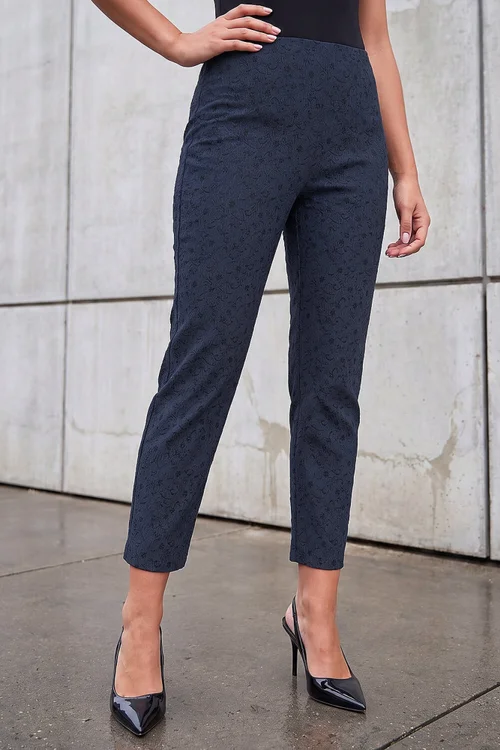 Roman Blue Jacquard Stretch Trouser - 14 Image 1