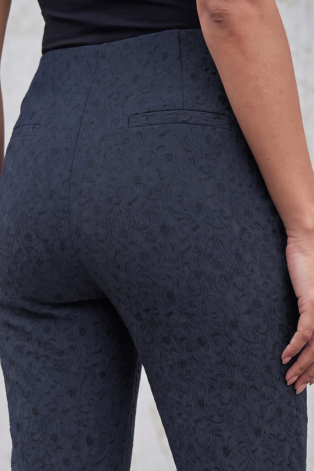 Roman Blue Jacquard Stretch Trouser - 14 Image 4