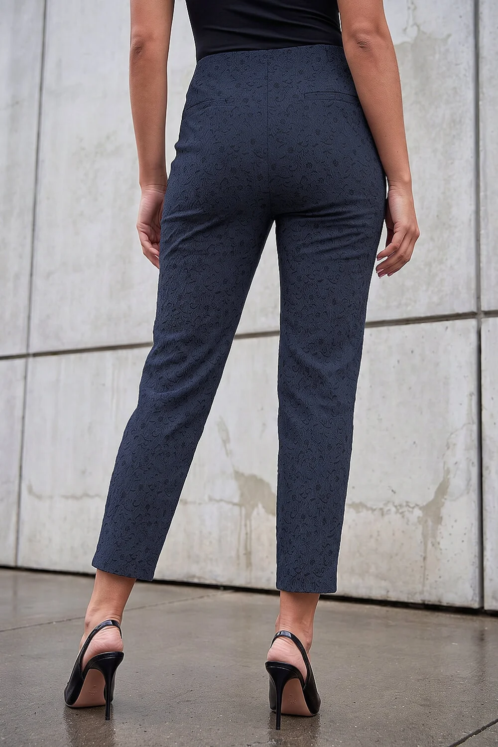 Roman Blue Jacquard Stretch Trouser - 14 Image 3