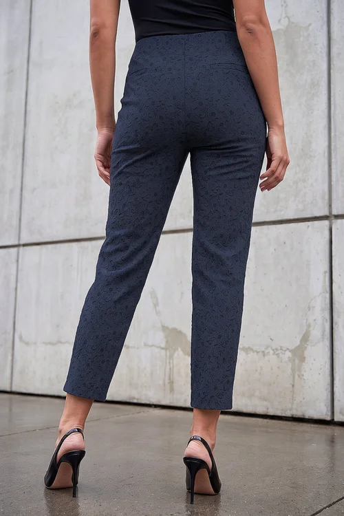 Roman Blue Jacquard Stretch Trouser - 14 Image 3