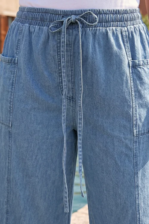 Roman Denim Curve Tie Waist Pocket Trouser - 20 Image 4