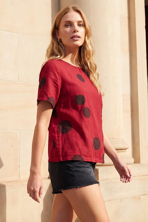 Roman Red Spot Print Asymmetric Top - 16 Image 3