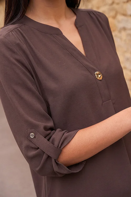 Roman Chocolate Gold Button Shirt - 18 Image 4