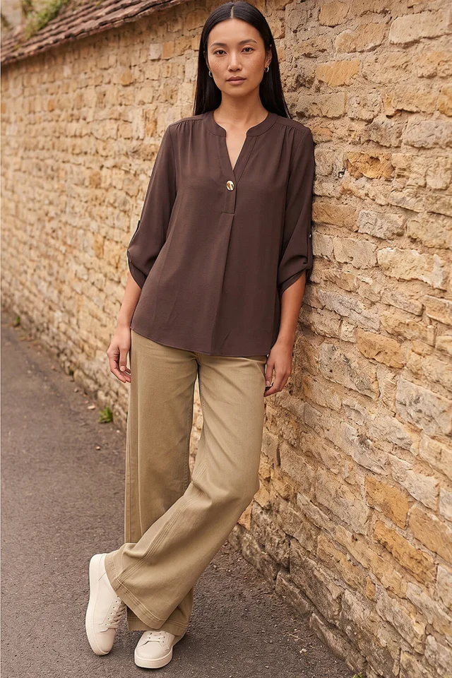 Roman Chocolate Gold Button Shirt