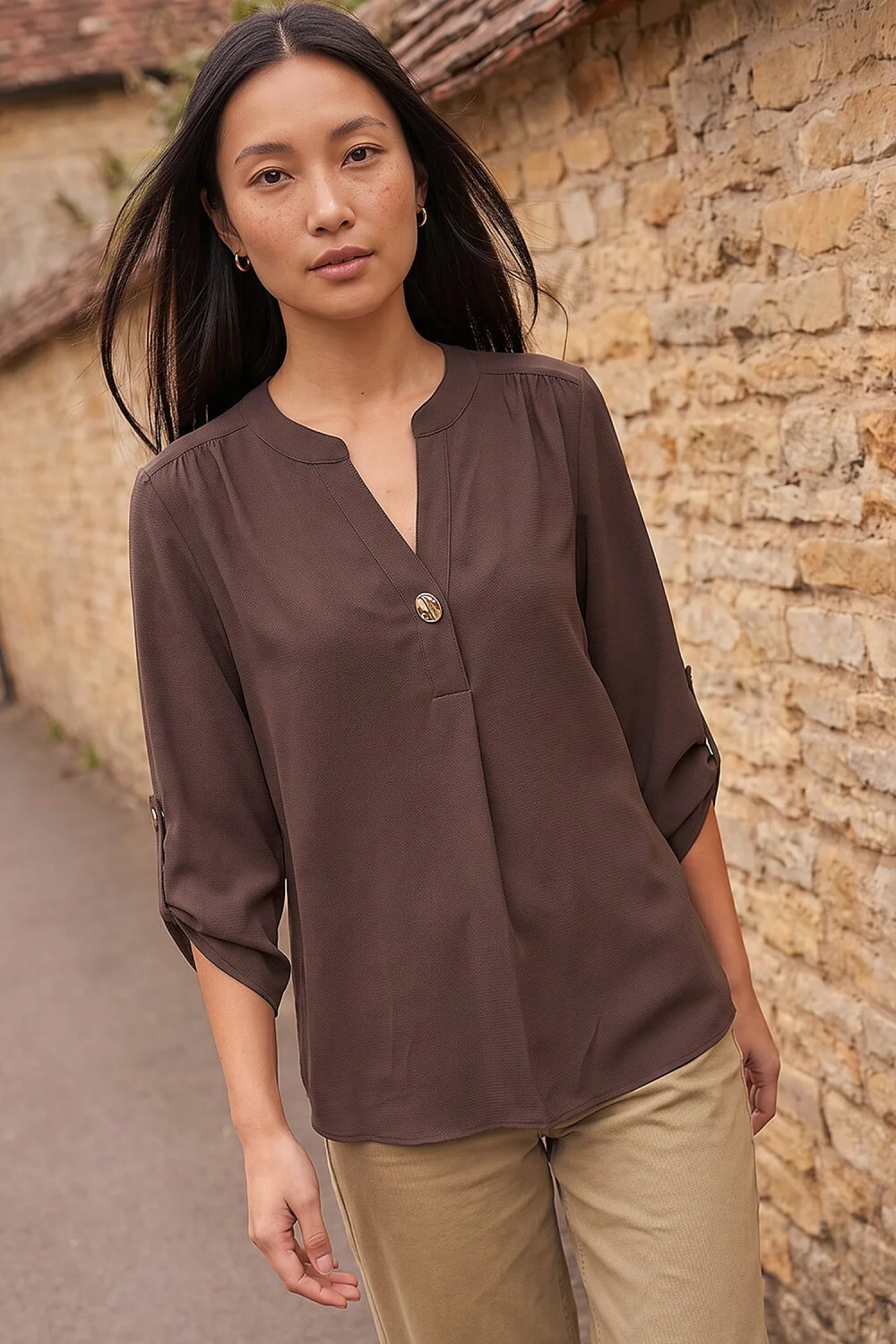 Roman Chocolate Gold Button Shirt - 18 Image 3