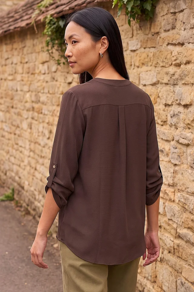 Roman Chocolate Gold Button Shirt