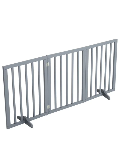 Kidkid Grey Wooden Foldable Freestanding 3 Panel Safety Gate, 139x1.8x60.5cm - One Size Image 4