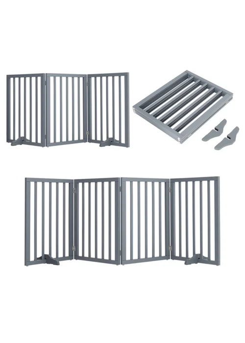 Kidkid Grey Wooden Foldable Freestanding 3 Panel Safety Gate, 139x1.8x60.5cm - One Size Image 6