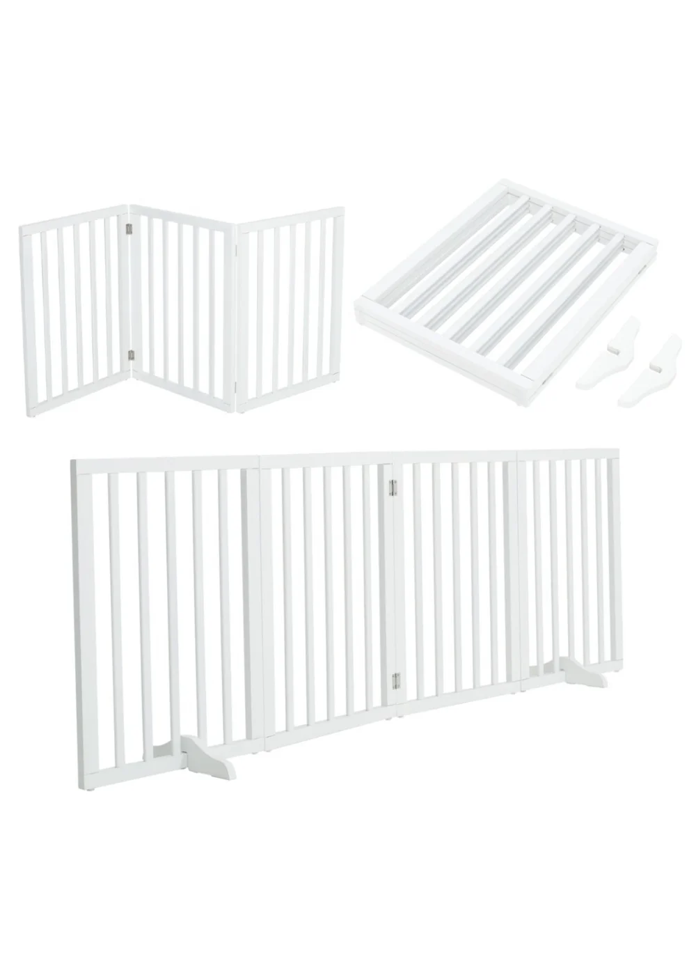 Kidkid White Wooden Foldable Freestanding 3 Panel Safety Gate, 139x1.8x60.5cm - One Size Image 6