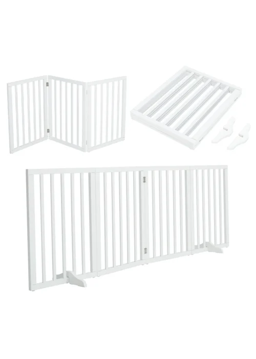 Kidkid White Wooden Foldable Freestanding 3 Panel Safety Gate, 139x1.8x60.5cm - One Size Image 6