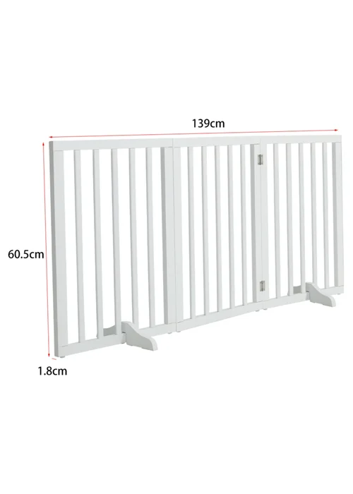 Kidkid White Wooden Foldable Freestanding 3 Panel Safety Gate, 139x1.8x60.5cm - One Size Image 2