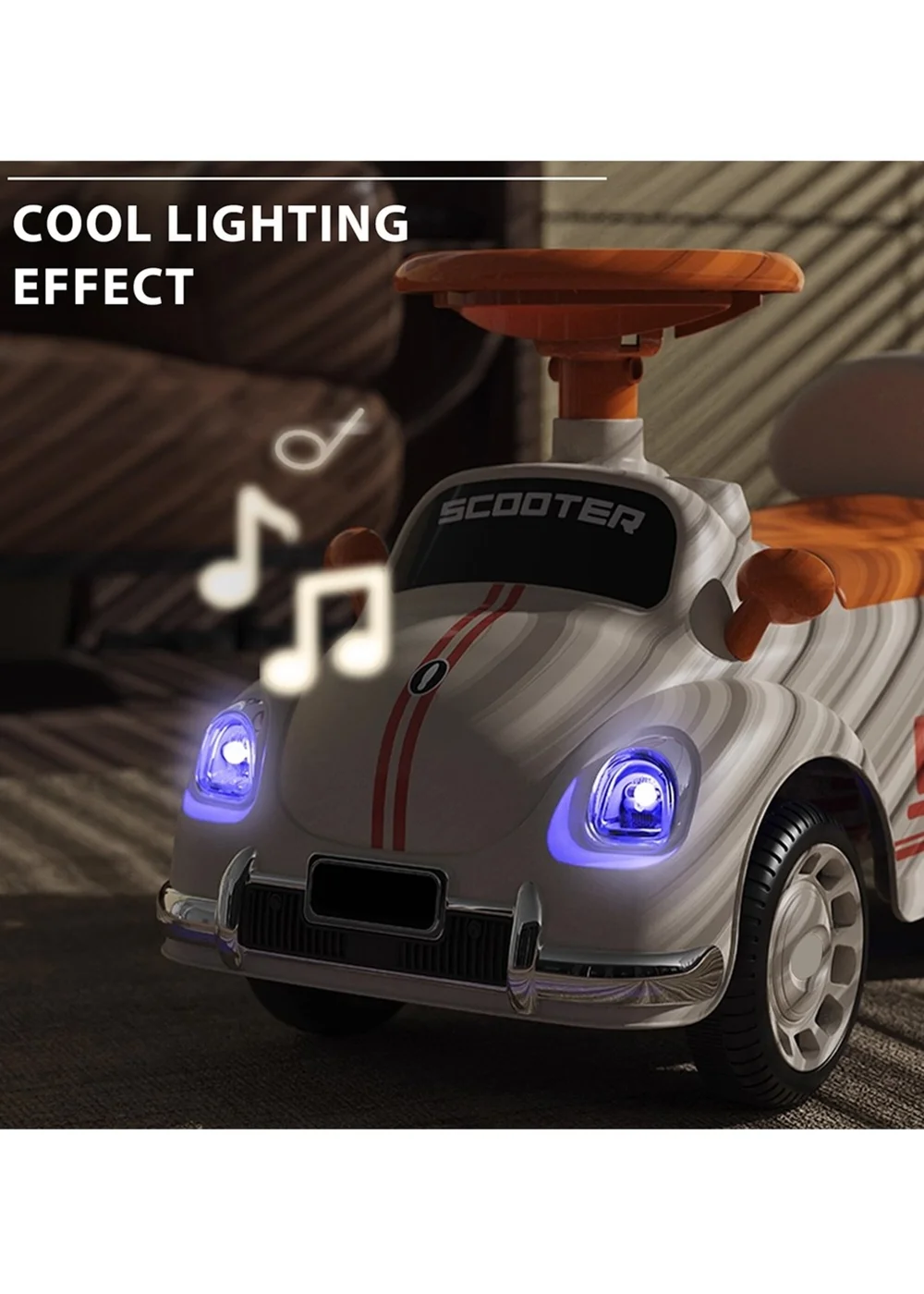 Kidkid Beige Foot-to-Floor Ride-On Car for Kids, 27.6x90x36.5cm - One Size Image 4