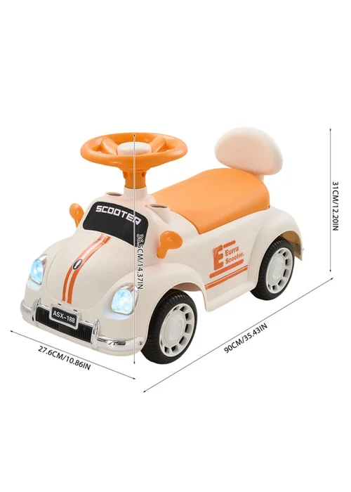 Kidkid Beige Foot-to-Floor Ride-On Car for Kids, 27.6x90x36.5cm - One Size Image 2