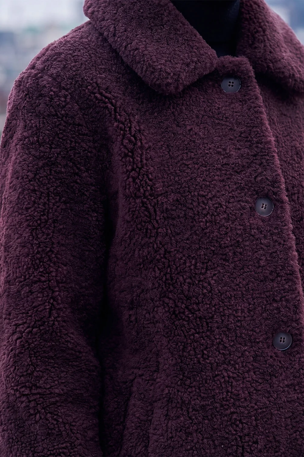 Roman Wine Petite Faux Sheepskin Coat - 14 Image 4