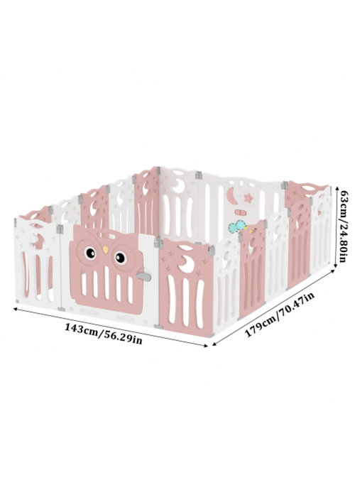 Kidkid White Foldable 16 Panel Baby Safety Playpen, 179x143x63cm - One Size Image 2