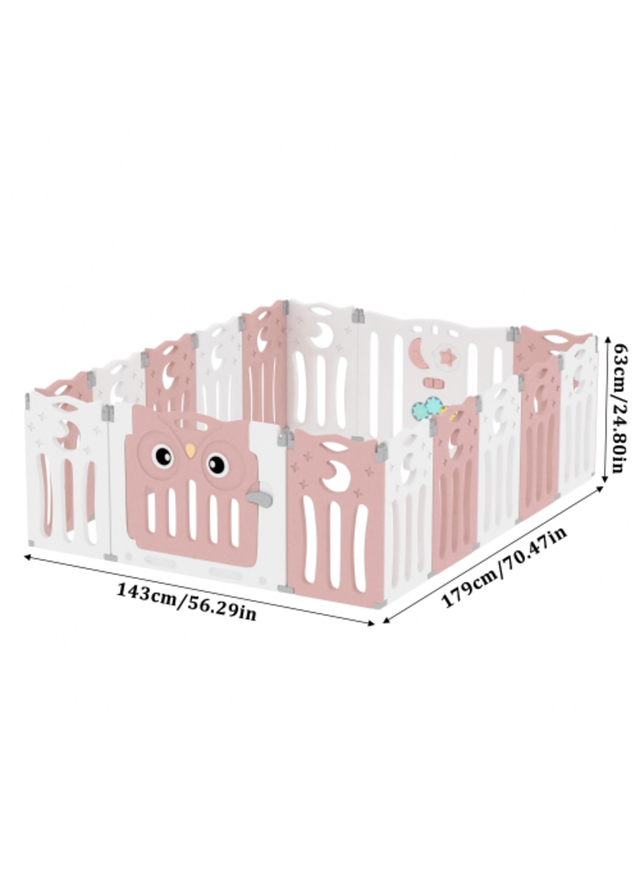 Kidkid White Foldable 16 Panel Baby Safety Playpen, 179x143x63cm