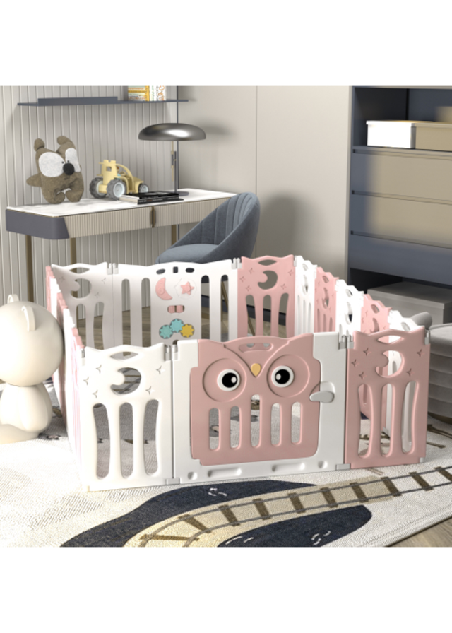 Kidkid White Foldable 16 Panel Baby Safety Playpen, 179x143x63cm