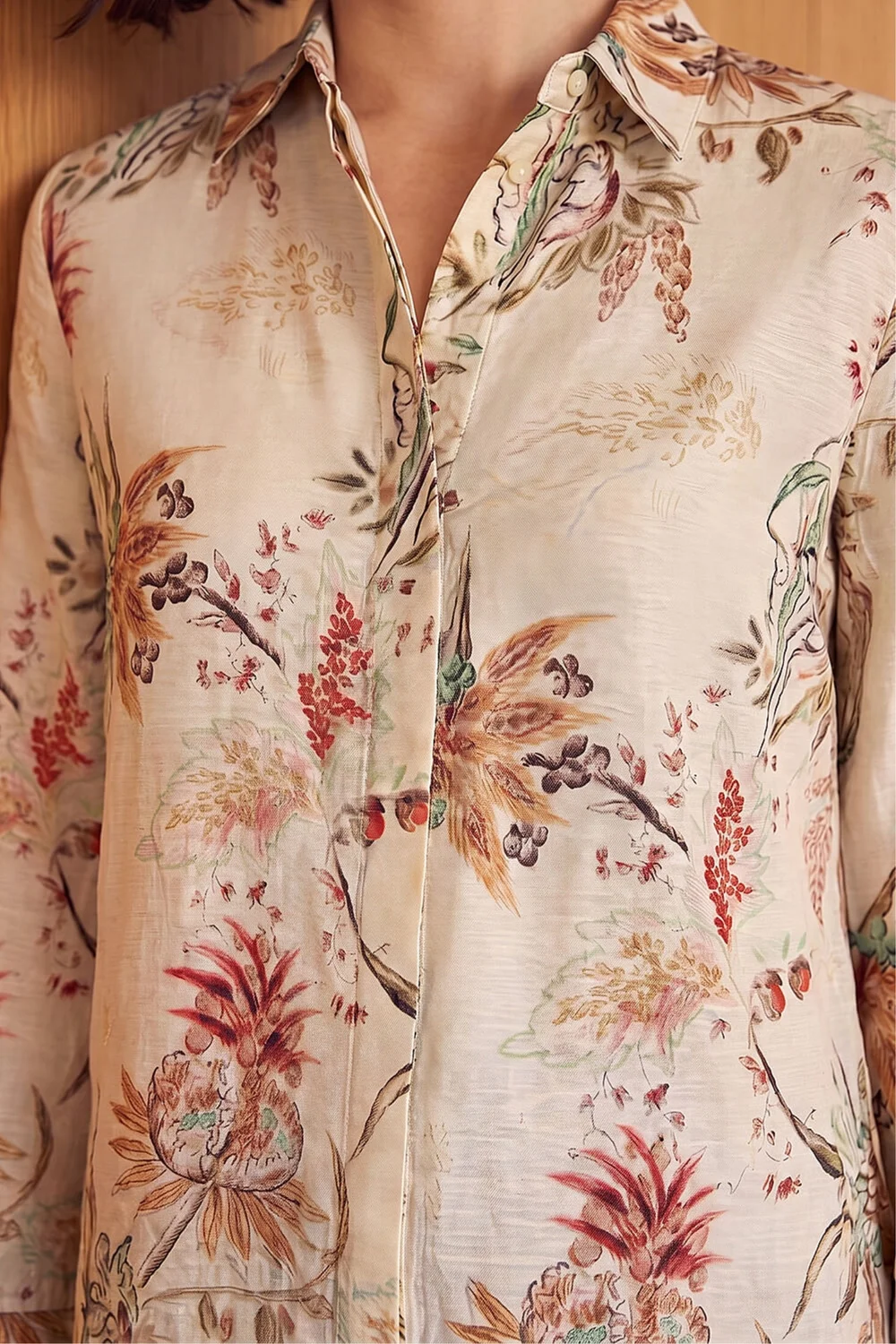 Roman Cream Floral Collared Shirt - 18 Image 3