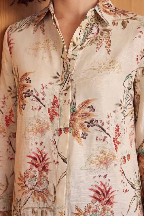 Roman Cream Floral Collared Shirt - 18 Image 3