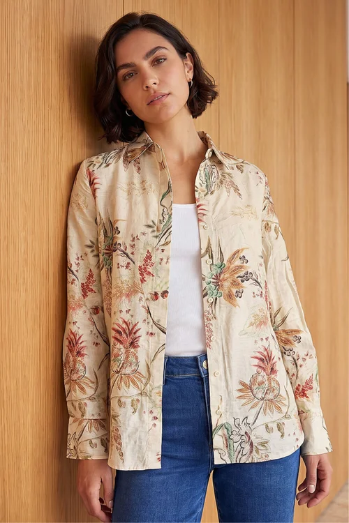 Roman Cream Floral Collared Shirt - 18 Image 1