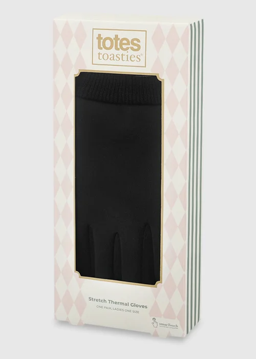 Totes Black Stretch Thermal Gloves with Smartouch - One Size Image 2