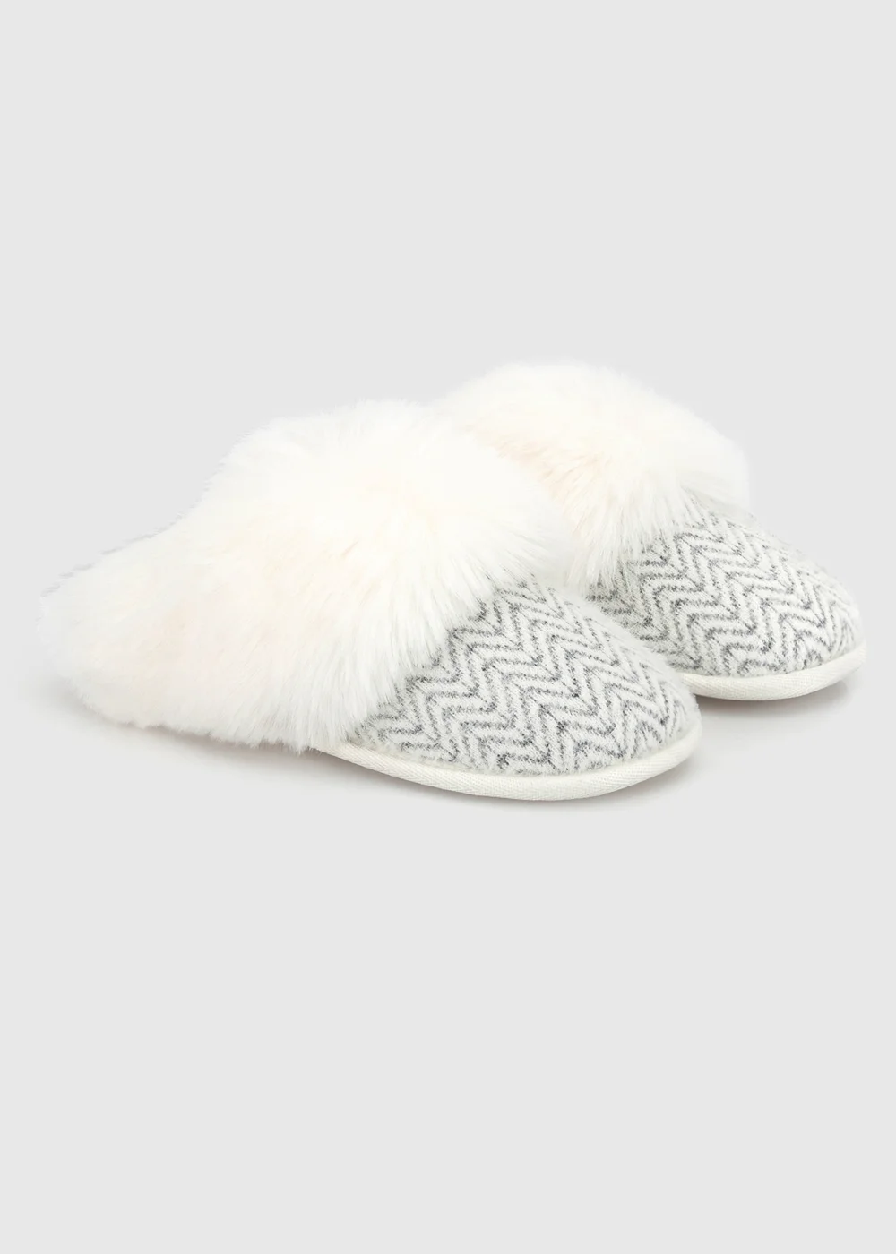 Totes Cream Multi Natural Patterned Knit Mule Slippers - 3-4 Image 4