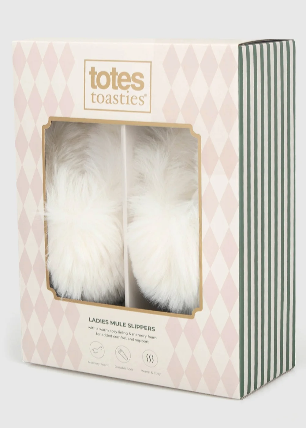 Totes Cream Multi Natural Patterned Knit Mule Slippers - 3-4 Image 2