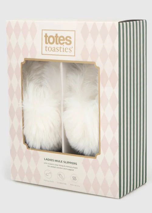Totes Cream Multi Natural Patterned Knit Mule Slippers - 3-4 Image 2
