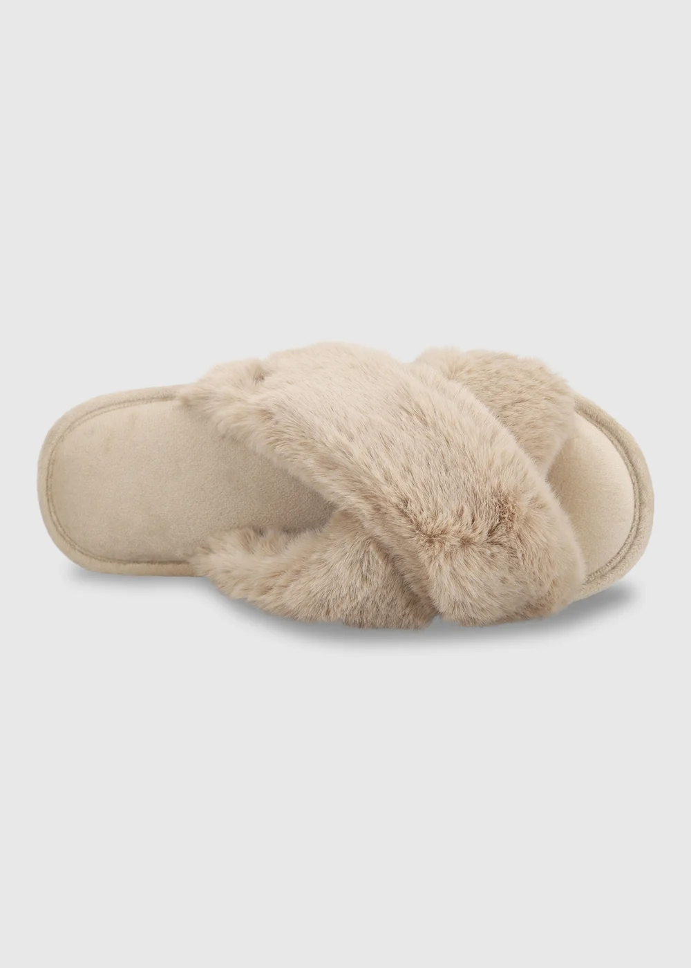Totes Natural Crossover Faux Fur Slider Slippers - 3-4 Image 6