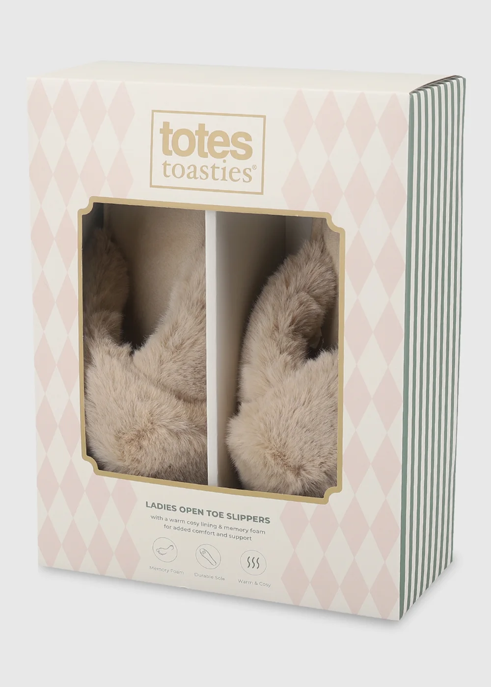 Totes Natural Crossover Faux Fur Slider Slippers - 3-4 Image 2