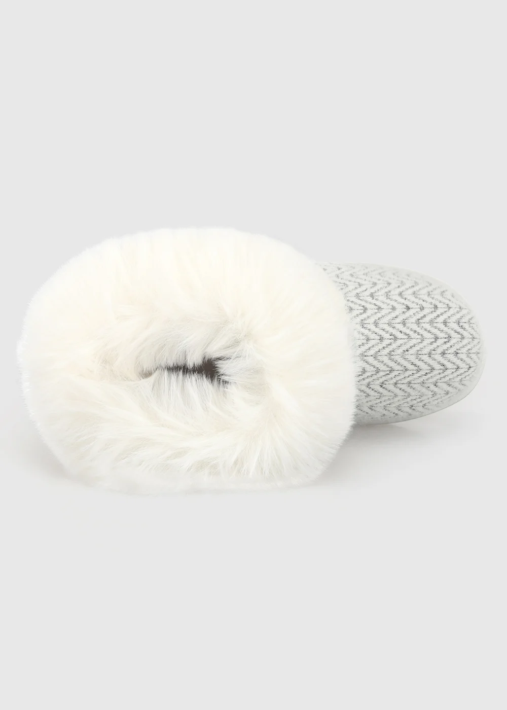 Totes Cream Multi Natural Patterned Knit Boot Slippers with Faux Fur Cuff - 5-6 Image 6