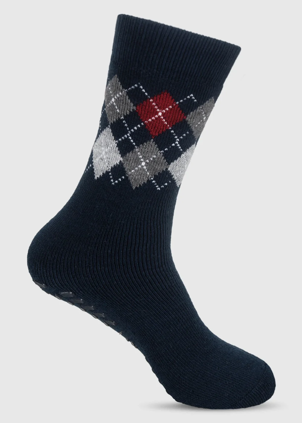 Totes 2 pack Argyle/Stripe Grey Original Slipper-Sox - One Size Image 4
