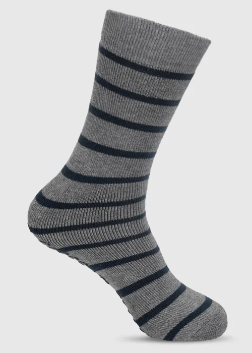 Totes 2 pack Argyle/Stripe Grey Original Slipper-Sox - One Size Image 5