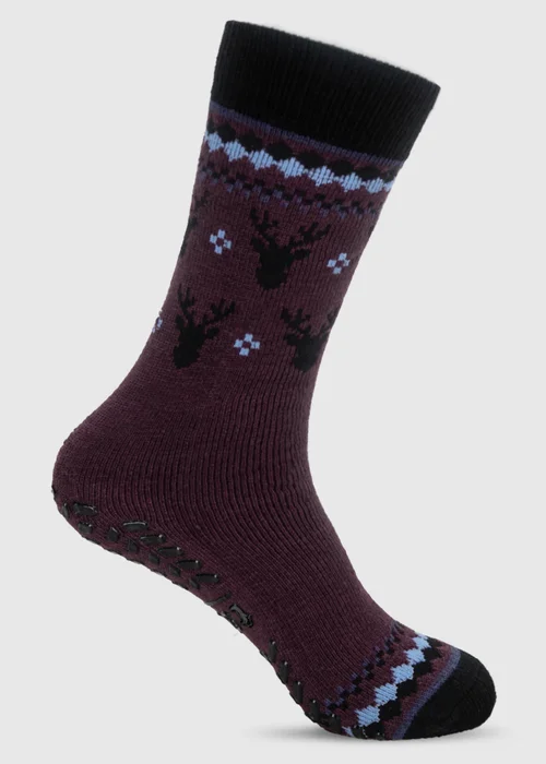 Totes Stag Red Original Slipper-Sox - One Size Image 4