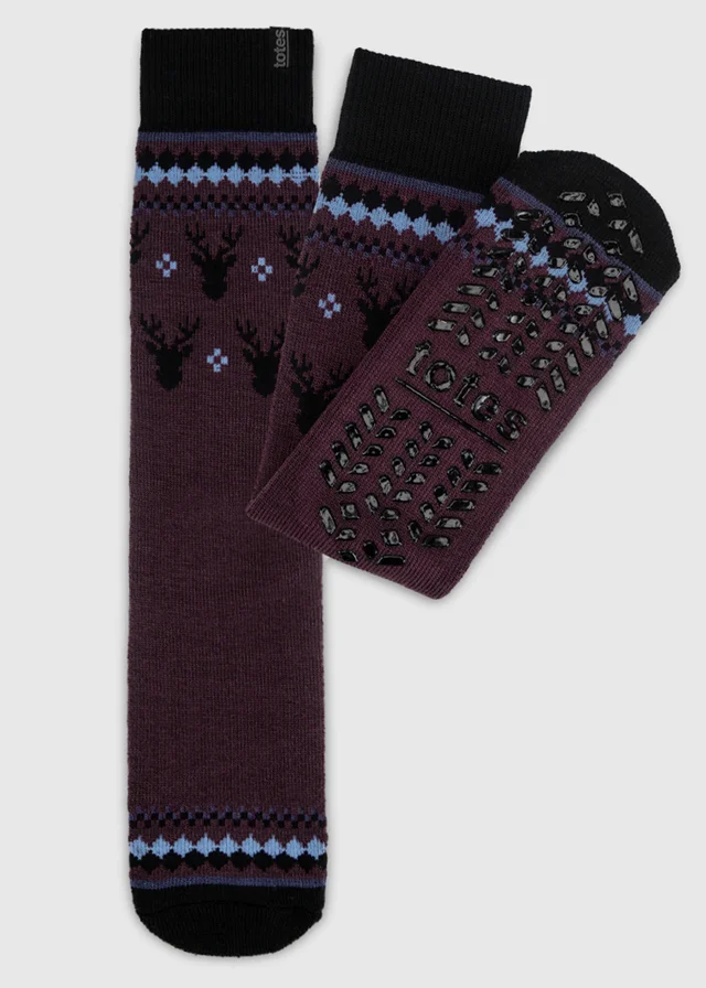 Totes Stag Red Original Slipper-Sox