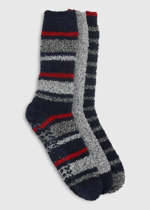 Totes 3 pack Navy Mix Blue Super Soft Cosy Slipper-Sox - One Size Image 1