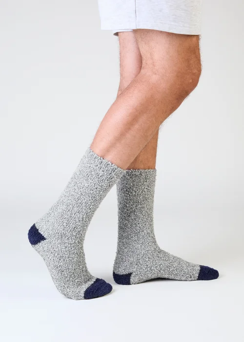 Totes 3 pack Navy Mix Blue Super Soft Cosy Slipper-Sox - One Size Image 5