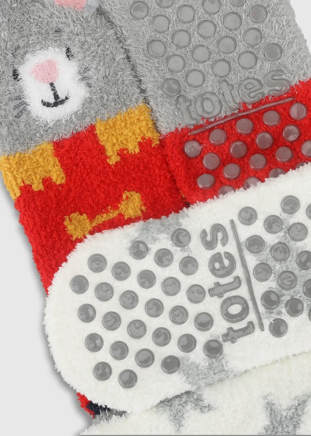 Totes Kids 2 pack Mouse Grey Super Soft Cosy Slipper-Sox - 7-10 Yrs Image 4