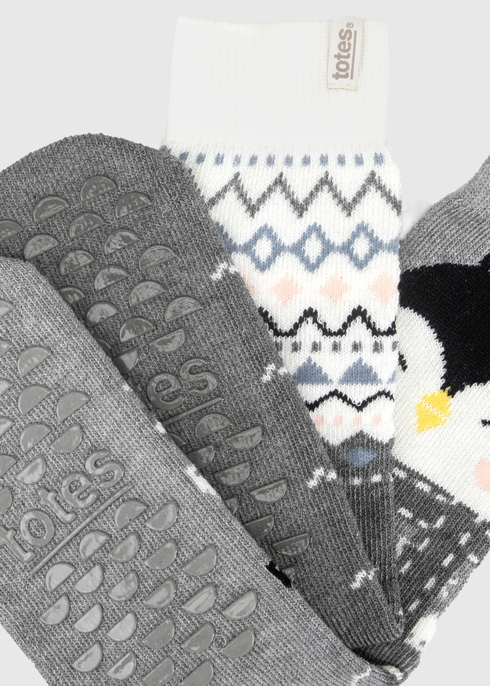 Totes 2 pack Penguin Grey Original Slipper-Sox - One Size Image 6