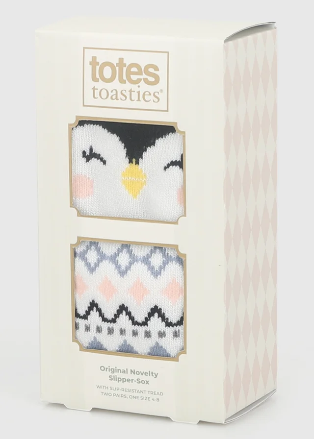 Totes 2 pack Penguin Grey Original Slipper-Sox