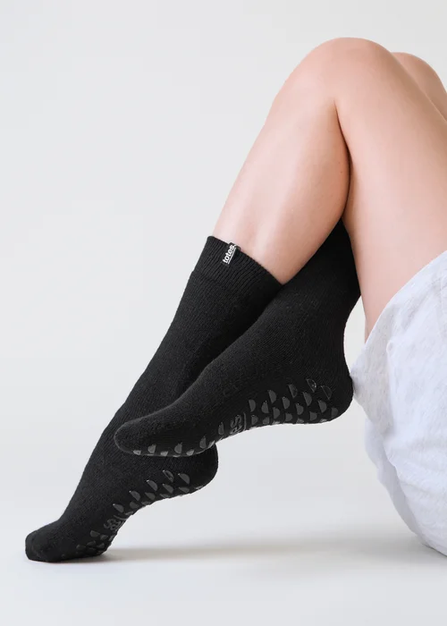 Totes Black Brushed Thermal Original Slipper-Sox - One Size Image 3