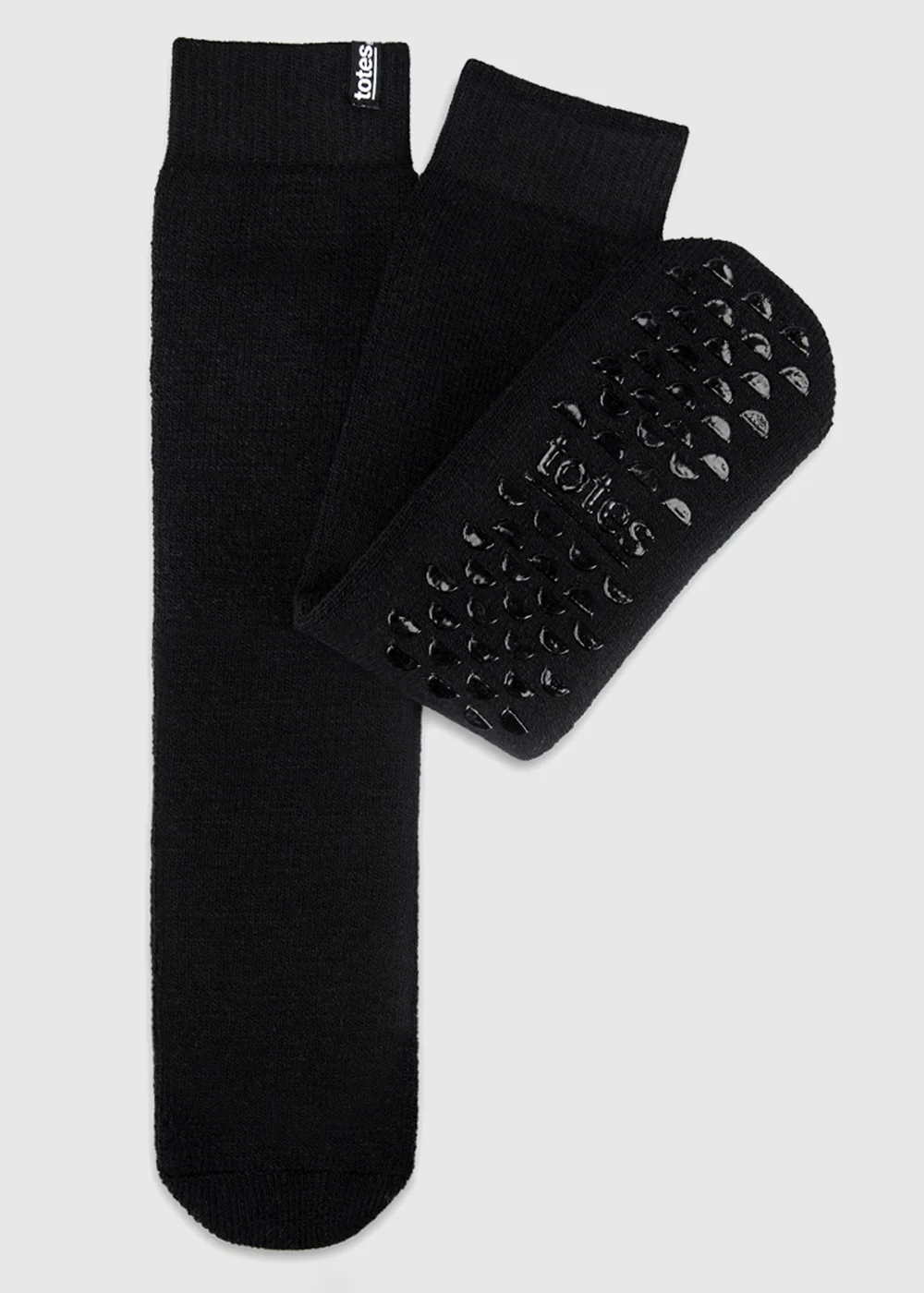 Totes Black Brushed Thermal Original Slipper-Sox - One Size Image 1
