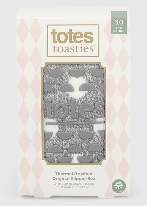Totes Spotty Grey Brushed Thermal Original Slipper-Sox - One Size Image 6