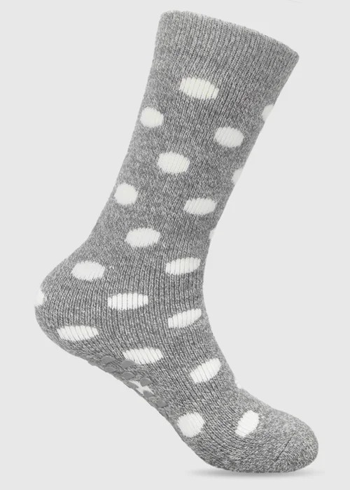 Totes Spotty Grey Brushed Thermal Original Slipper-Sox - One Size Image 4