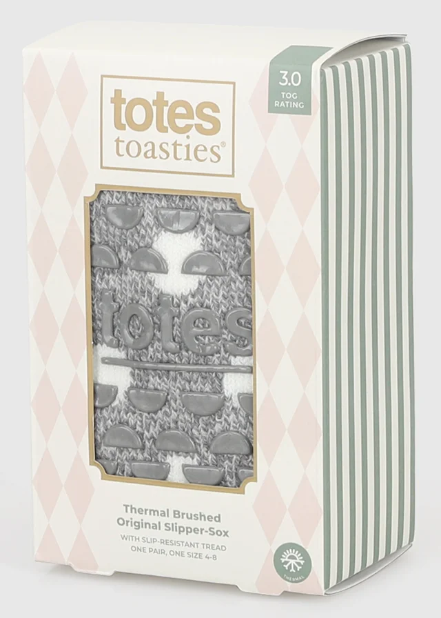 Totes Spotty Grey Brushed Thermal Original Slipper-Sox
